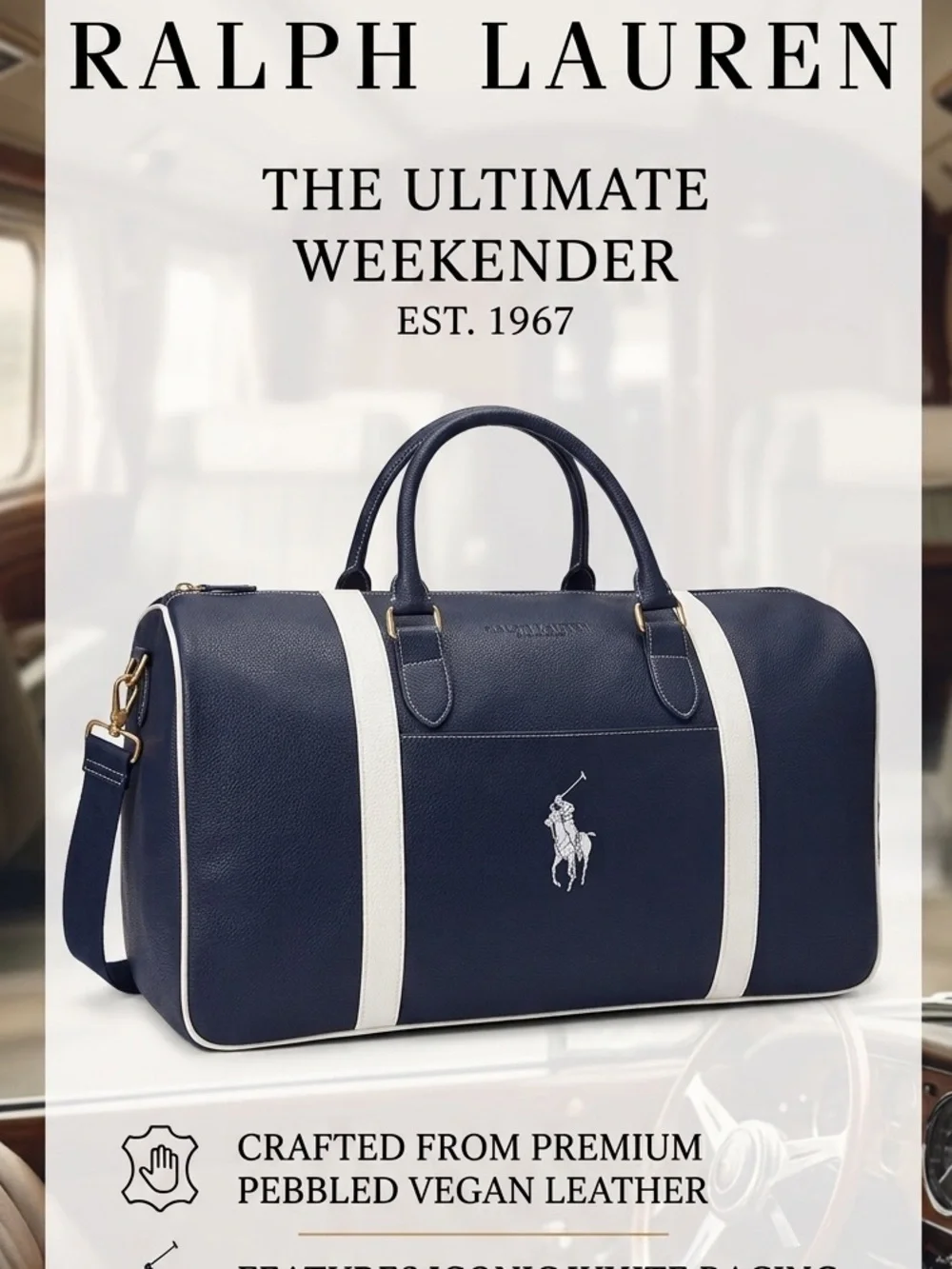 Polo by Ralph Lauren Navy and White Duffel Bag
